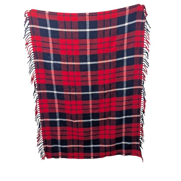 Vintage Faribault Woolen Mill Throw Blanket Stadium Lap Plaid Picnic Preppy - Picture 6 of 6
